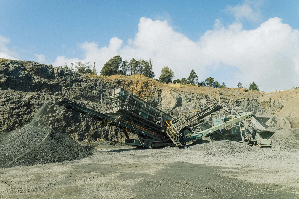 Crushing equipment and conveyors at a quarry