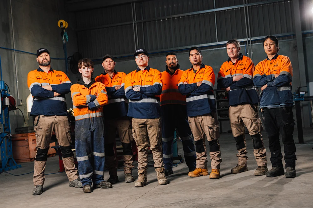 The Baxter Engineering team outside the Rolleston workshop
